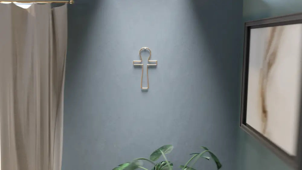 Silver minimalist ankh wall decor product display