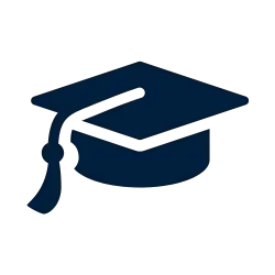 Blue graduation cap with a tassel.