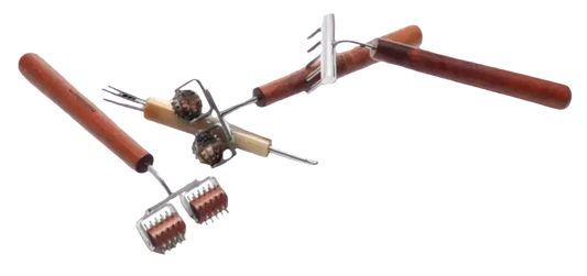 Brown wooden rolling pin with metal bearings and rubber ends in Chan’beaute bundle