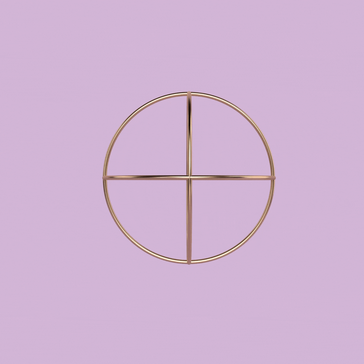 Divinity Globe gold cross ring with circular design on lavender background