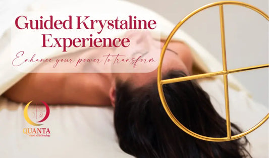 Gold circular crystal grid headpiece in Guided Krystaline Healing Experience