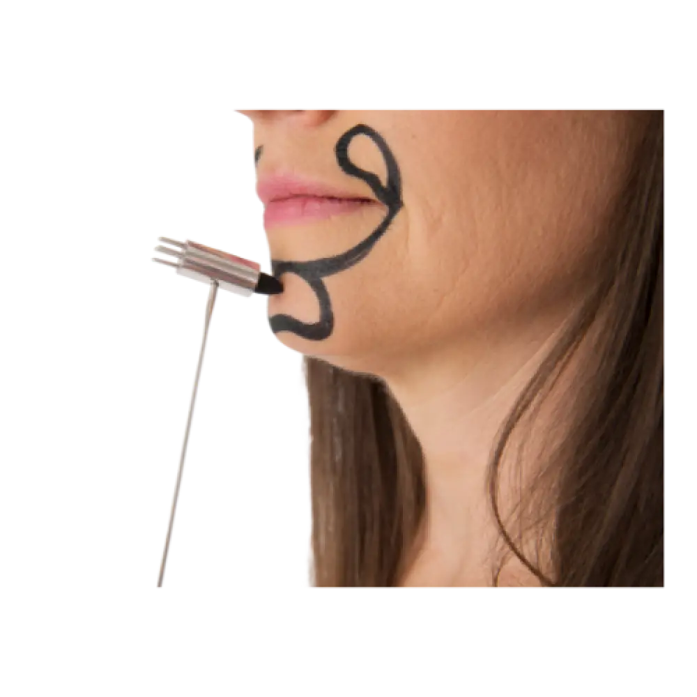 Silver metallic razor with black handle and blade, nº128 Little Yin Yang Hammer