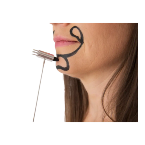 Silver metallic razor with black handle and blade, nº128 Little Yin Yang Hammer