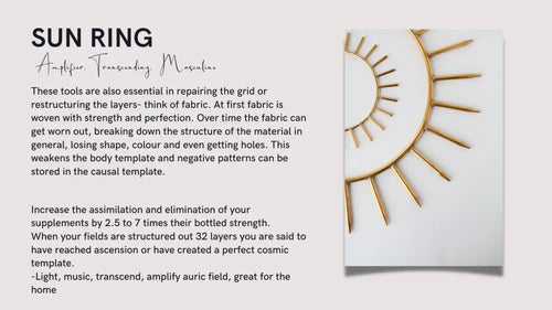Gold sun-shaped wall art with intricate cut-outs and wooden texture