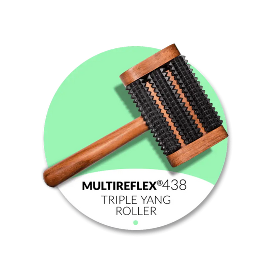 Multireflex 438 Triple Yang Body Roller with wooden handle and black textured head