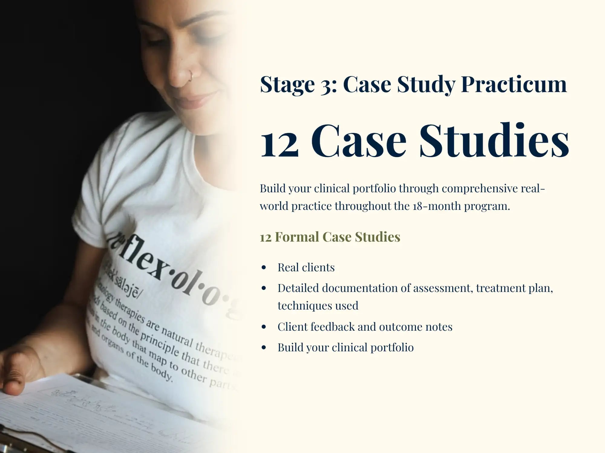 White t-shirt with black text and a nose ring